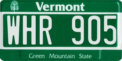 VT license plate WHR905