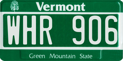 VT license plate WHR906