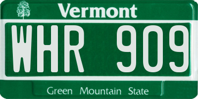 VT license plate WHR909