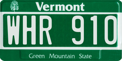VT license plate WHR910