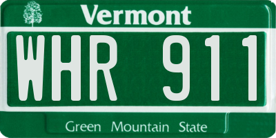 VT license plate WHR911