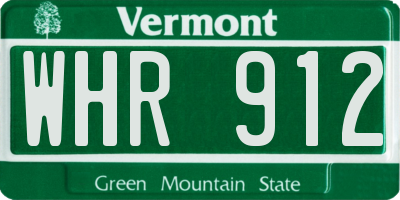 VT license plate WHR912