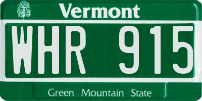 VT license plate WHR915