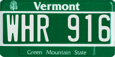 VT license plate WHR916