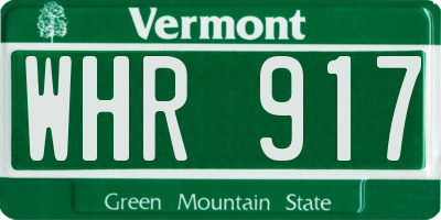 VT license plate WHR917