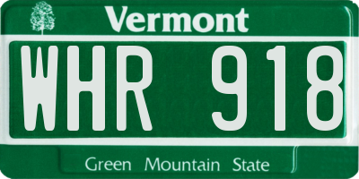 VT license plate WHR918