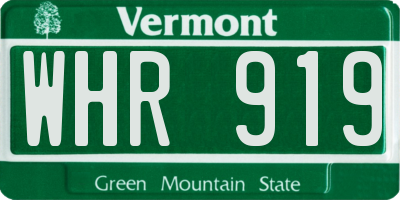 VT license plate WHR919