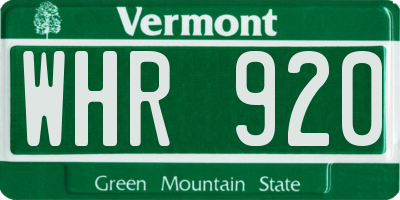 VT license plate WHR920