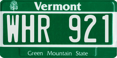 VT license plate WHR921