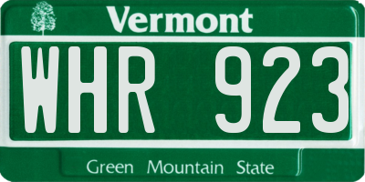 VT license plate WHR923
