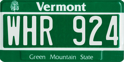 VT license plate WHR924