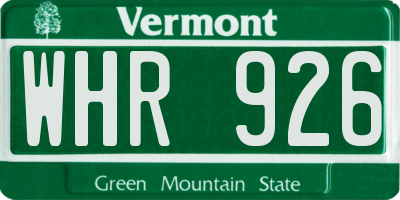 VT license plate WHR926