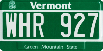 VT license plate WHR927