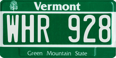 VT license plate WHR928