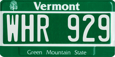 VT license plate WHR929