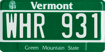 VT license plate WHR931