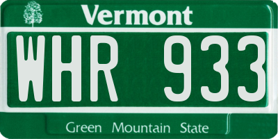 VT license plate WHR933