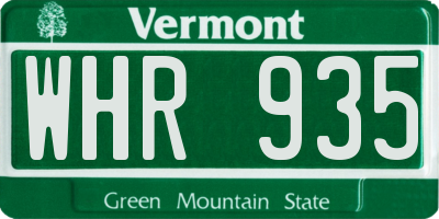 VT license plate WHR935