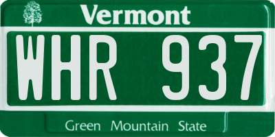 VT license plate WHR937
