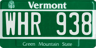 VT license plate WHR938