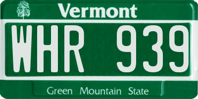 VT license plate WHR939