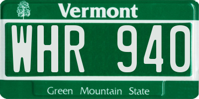 VT license plate WHR940