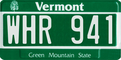VT license plate WHR941