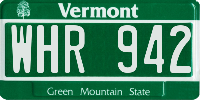 VT license plate WHR942