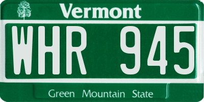 VT license plate WHR945