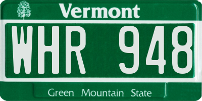 VT license plate WHR948