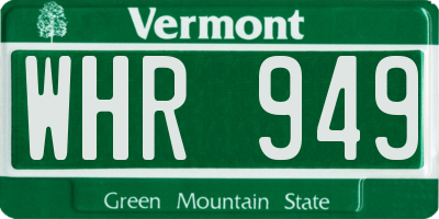 VT license plate WHR949