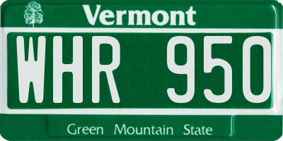 VT license plate WHR950