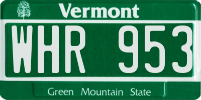 VT license plate WHR953