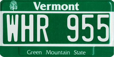 VT license plate WHR955