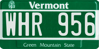 VT license plate WHR956