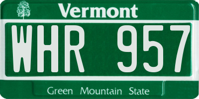 VT license plate WHR957