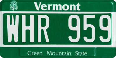 VT license plate WHR959