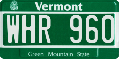 VT license plate WHR960