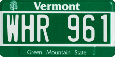 VT license plate WHR961
