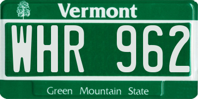 VT license plate WHR962
