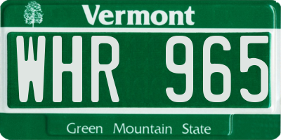 VT license plate WHR965