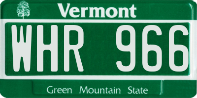 VT license plate WHR966