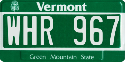 VT license plate WHR967