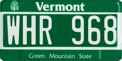VT license plate WHR968