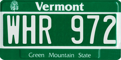 VT license plate WHR972