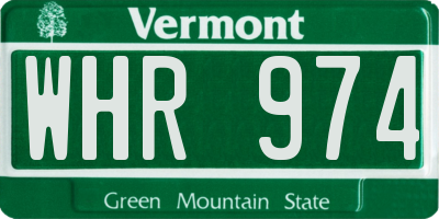VT license plate WHR974