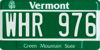 VT license plate WHR976