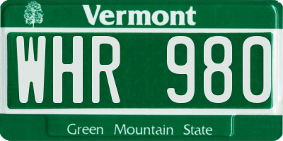 VT license plate WHR980