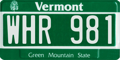 VT license plate WHR981