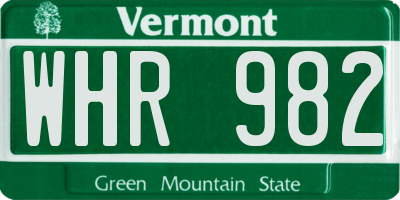 VT license plate WHR982